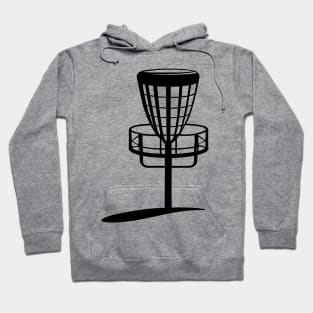 Minimalist Disc Golf Metal Basket Silhouette Art Hoodie